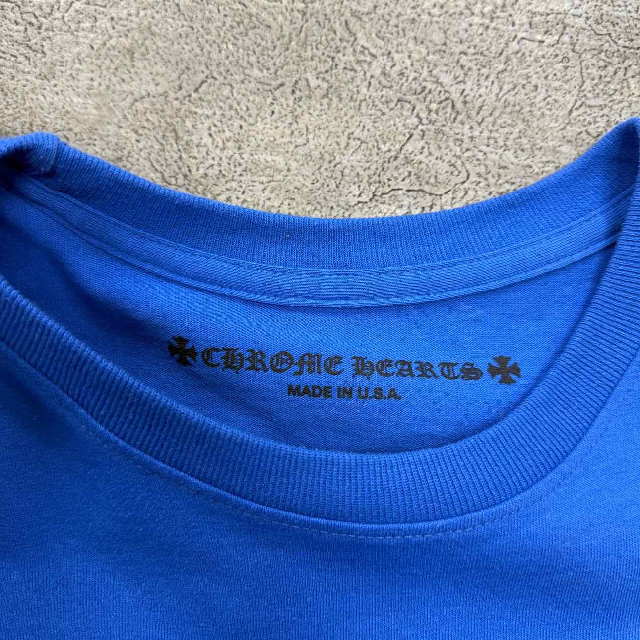 Chrome Hearts T-Shirt &quot;SCROLL LOGO&quot; Blue Used Size L