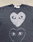 Comme Des Garcon Play T-Shirt "DOUBLE HEART" Black Used Size 2XL