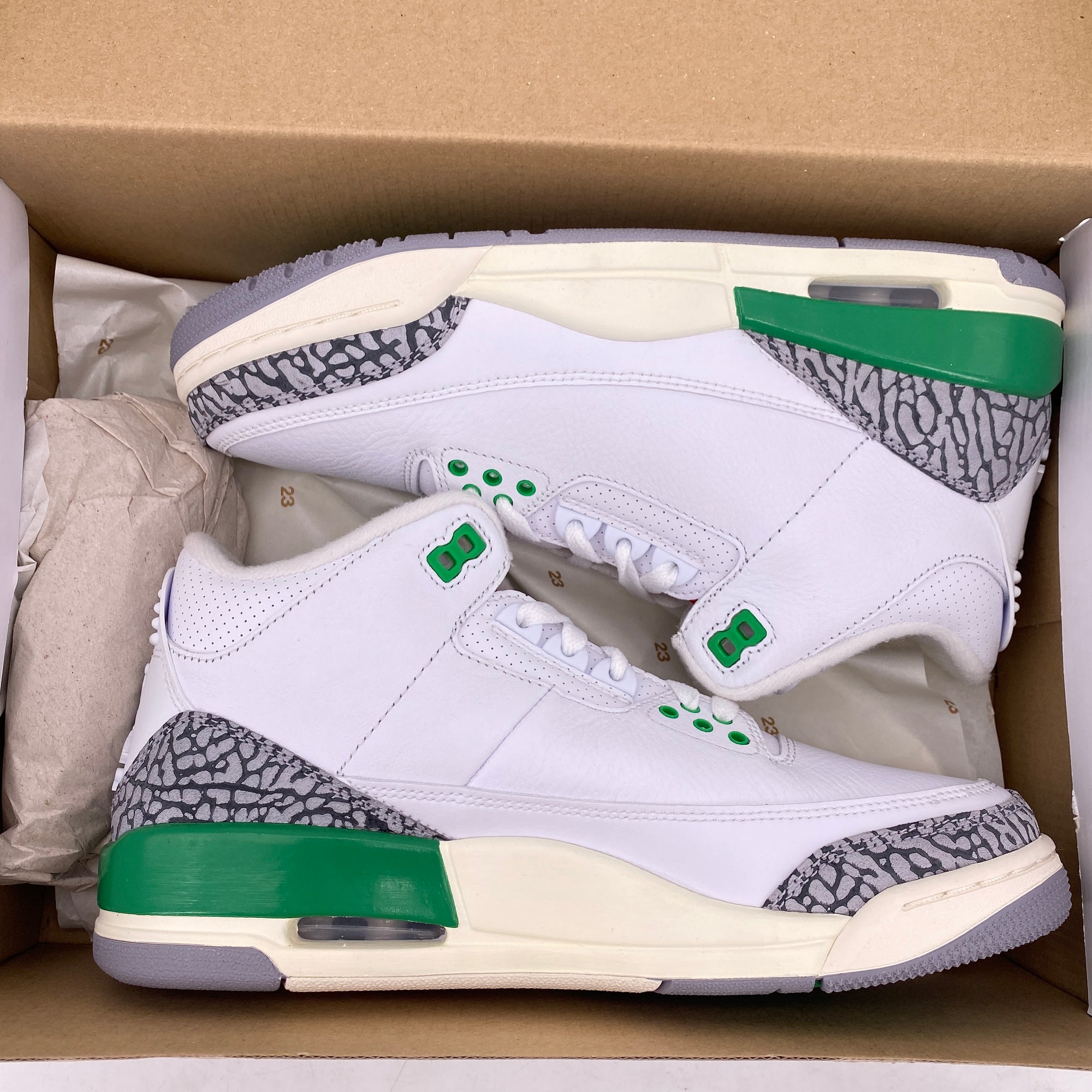 Air Jordan (W) 3 Retro &quot;Lucky Green&quot; 2023 New Size 9.5W