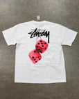 Stussy T-Shirt "FUZZY DICE" White New Size XL