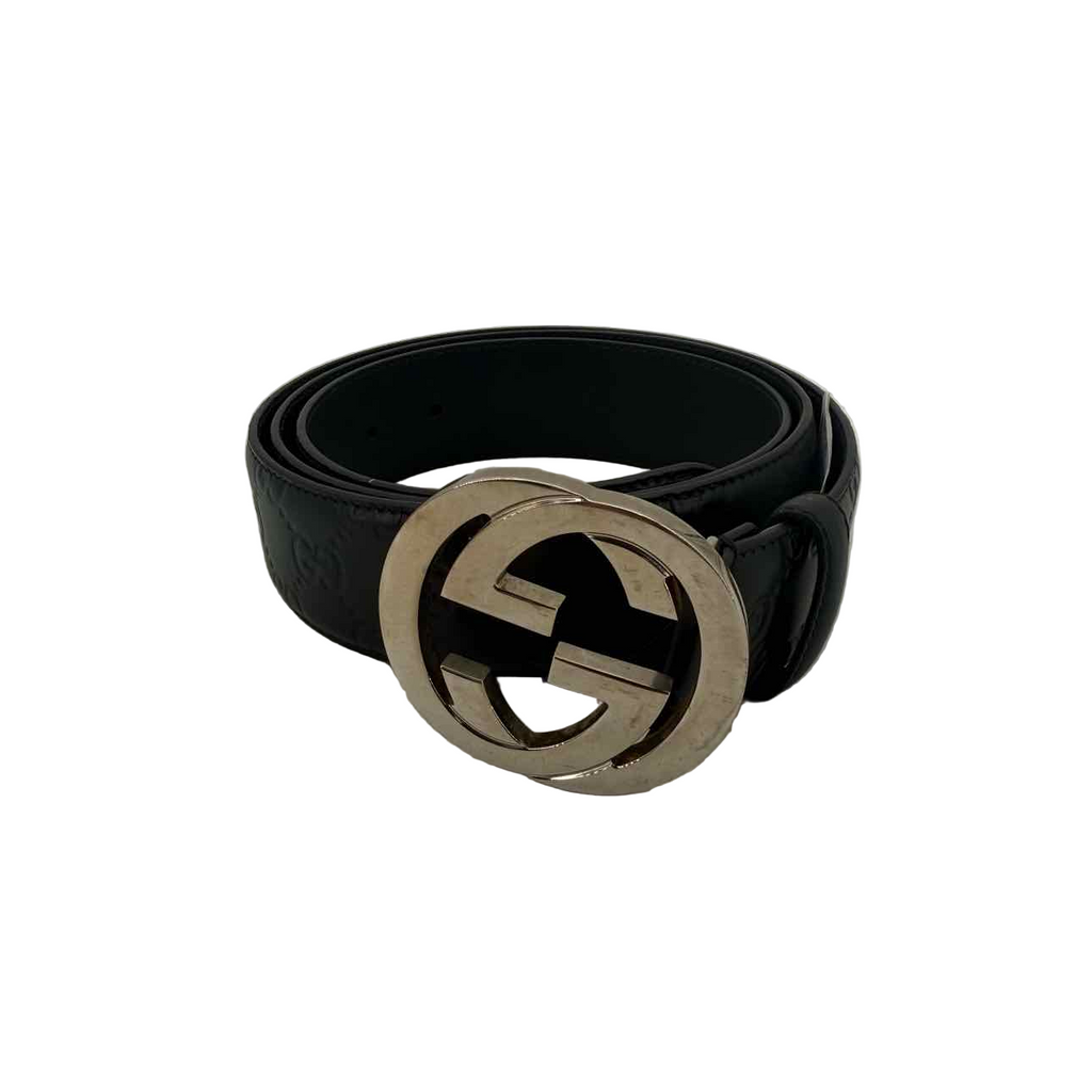 Gucci Belt "SILVER BUCKLE" Used Black Size 46