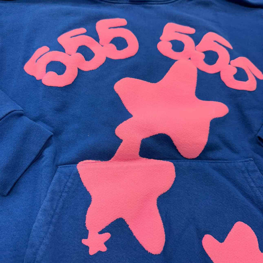 Sp5der Hoodie "BELUGA" Blue New Size L