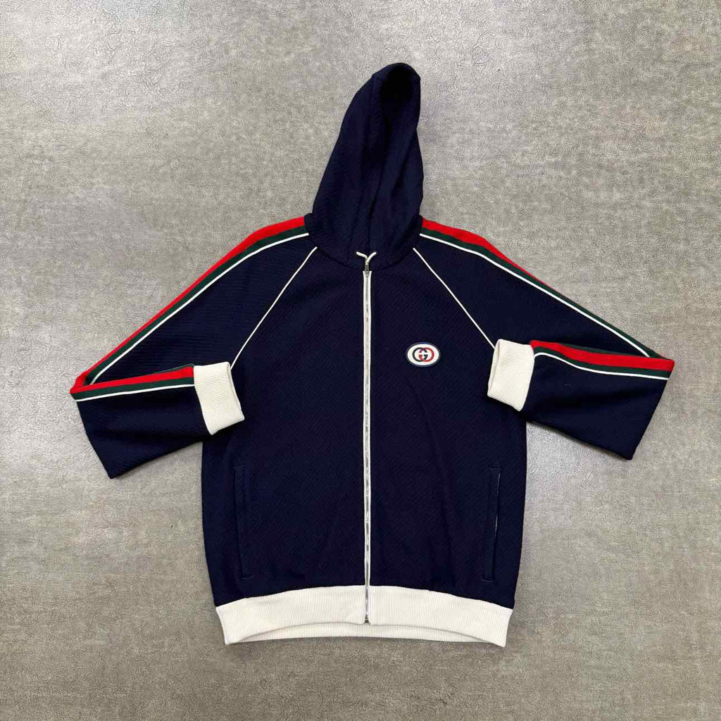 Gucci Zip Up "STRIPED LOGO" Navy Used Size XL