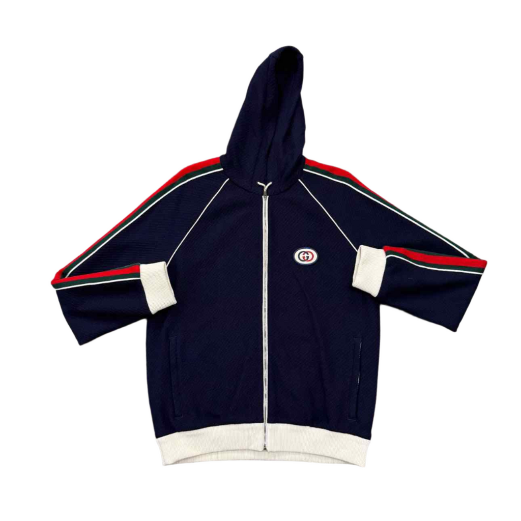 Gucci Zip Up "STRIPED LOGO" Navy Used Size XL