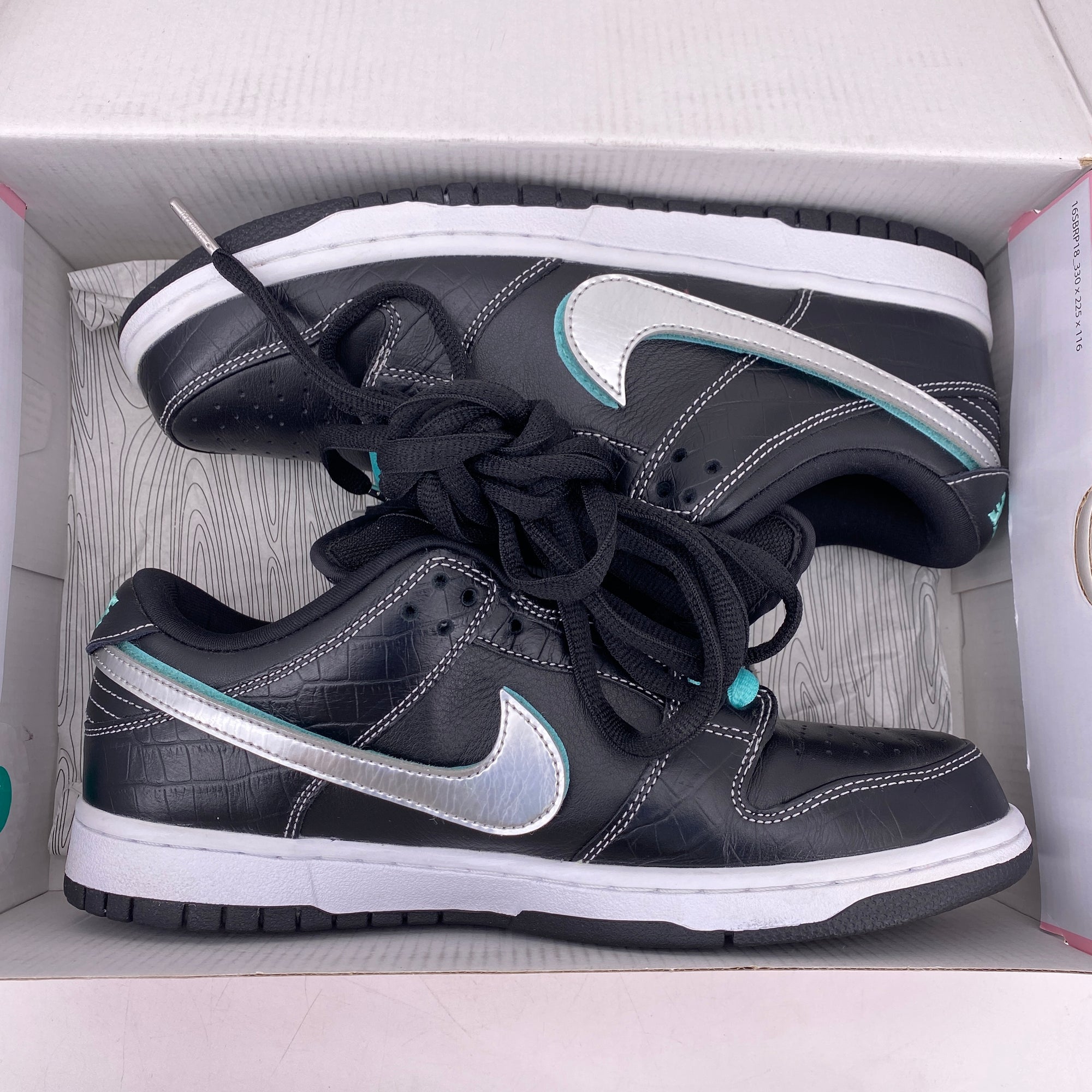 Nike SB Dunk Low &quot;Black Diamond&quot; 2018 Used Size 9.5
