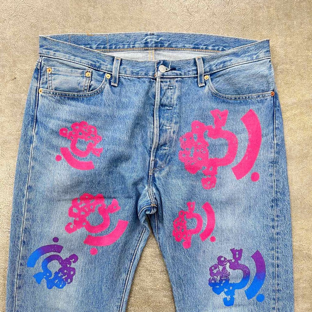 Denim Tears Jeans "BSTROY TEARS" Blue Used Size 36