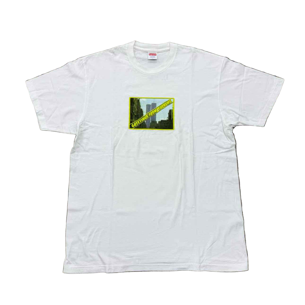 Supreme T-Shirt "GREETINGS FROM SUPREME" White Used Size L