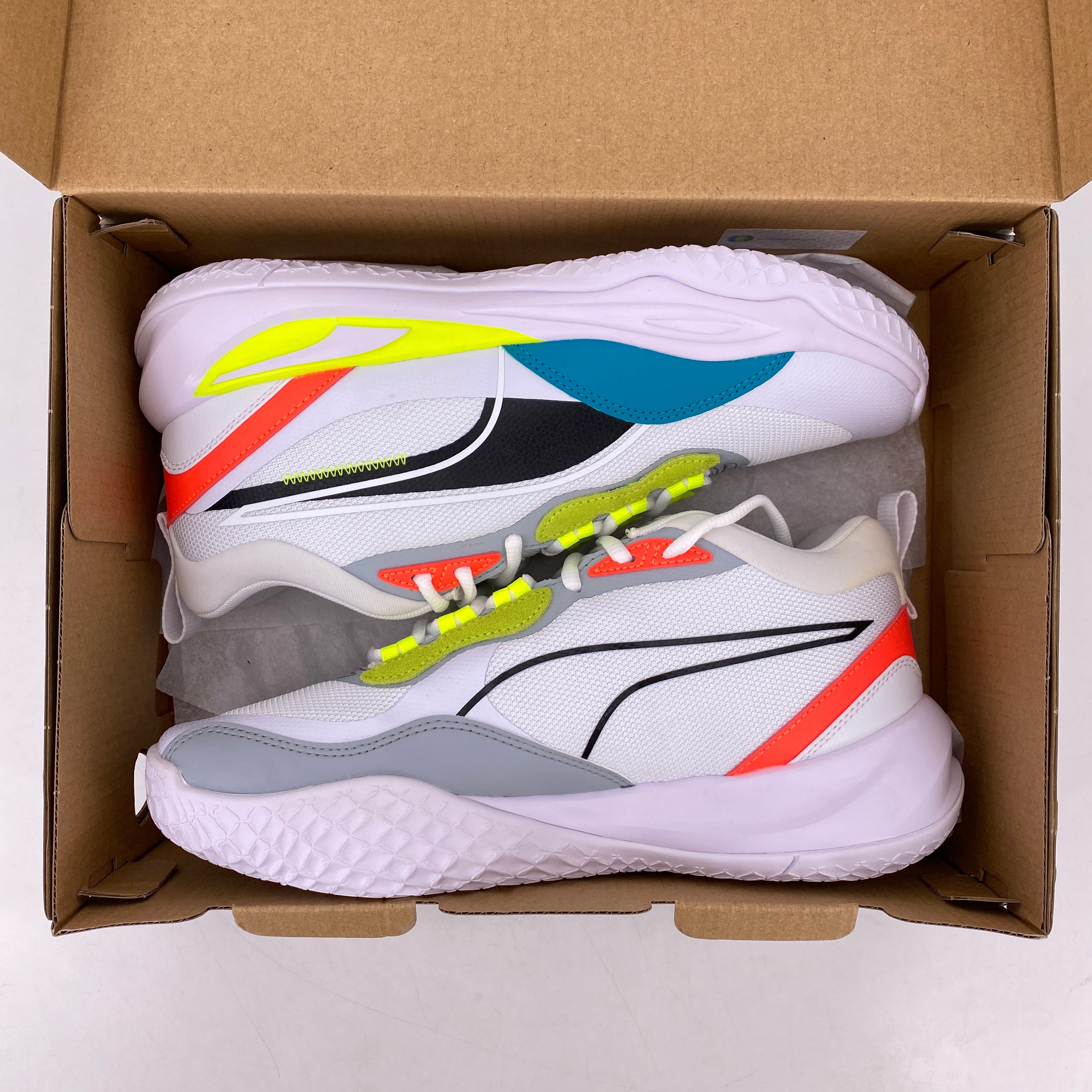 Puma Playmaker Pro &quot;White Fiery Coral Lime&quot; 2022 New Size 8.5