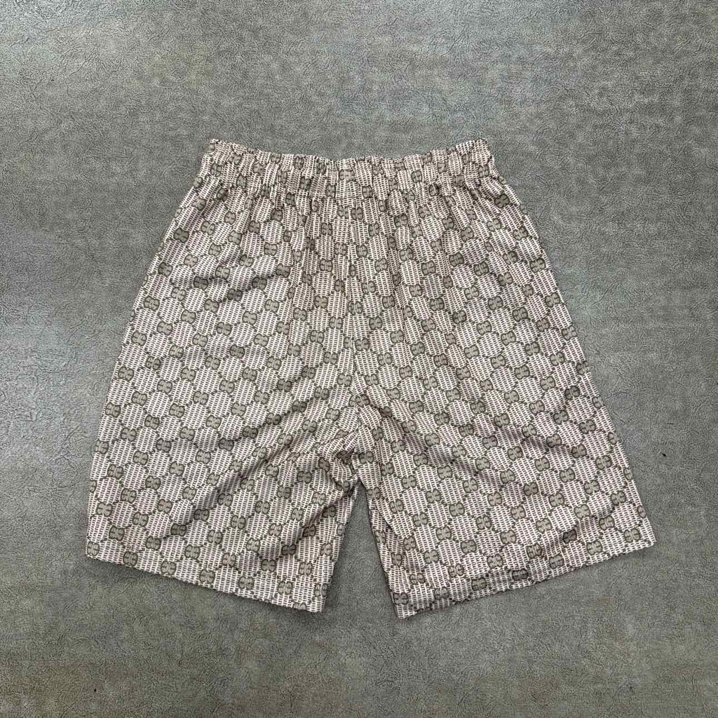 Eric Emanuel Mesh Shorts "MONOGRAM" Beige New Size M