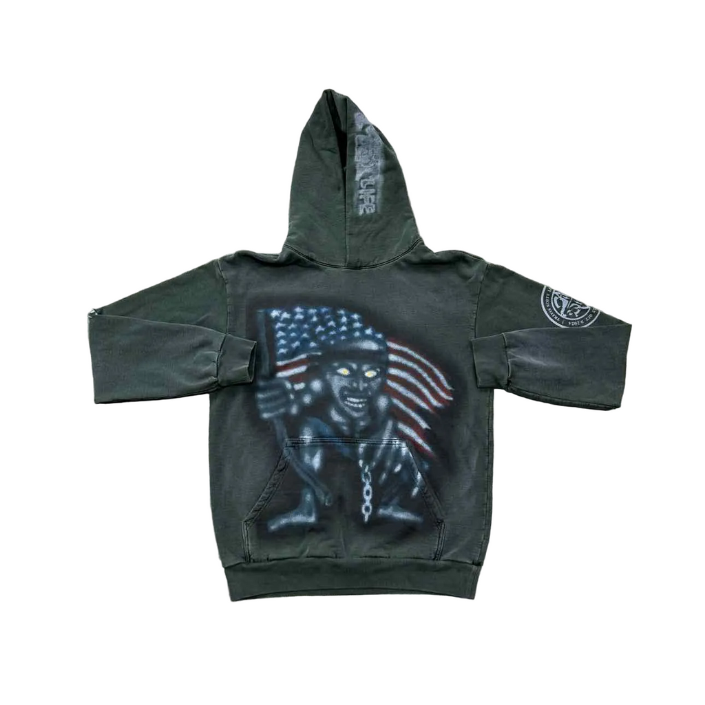 Travis Scott Hoodie "ONE NIGHT IN UTOPIA" Olive Used Size L