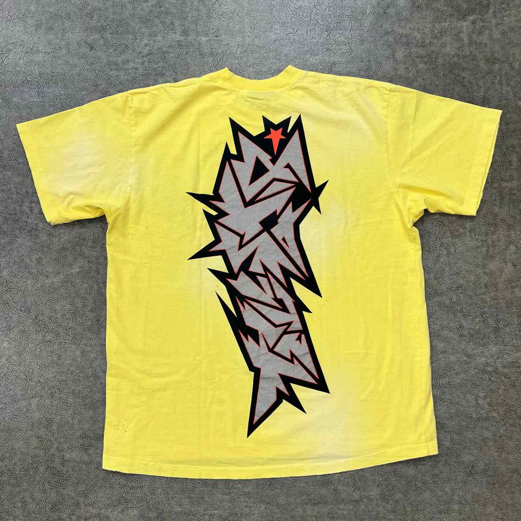 Hellstar T-Shirt "CRACKED" Yellow Used Size 2XL