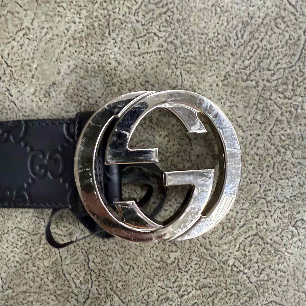Gucci Belt "SILVER BUCKLE" Used Black Size 36