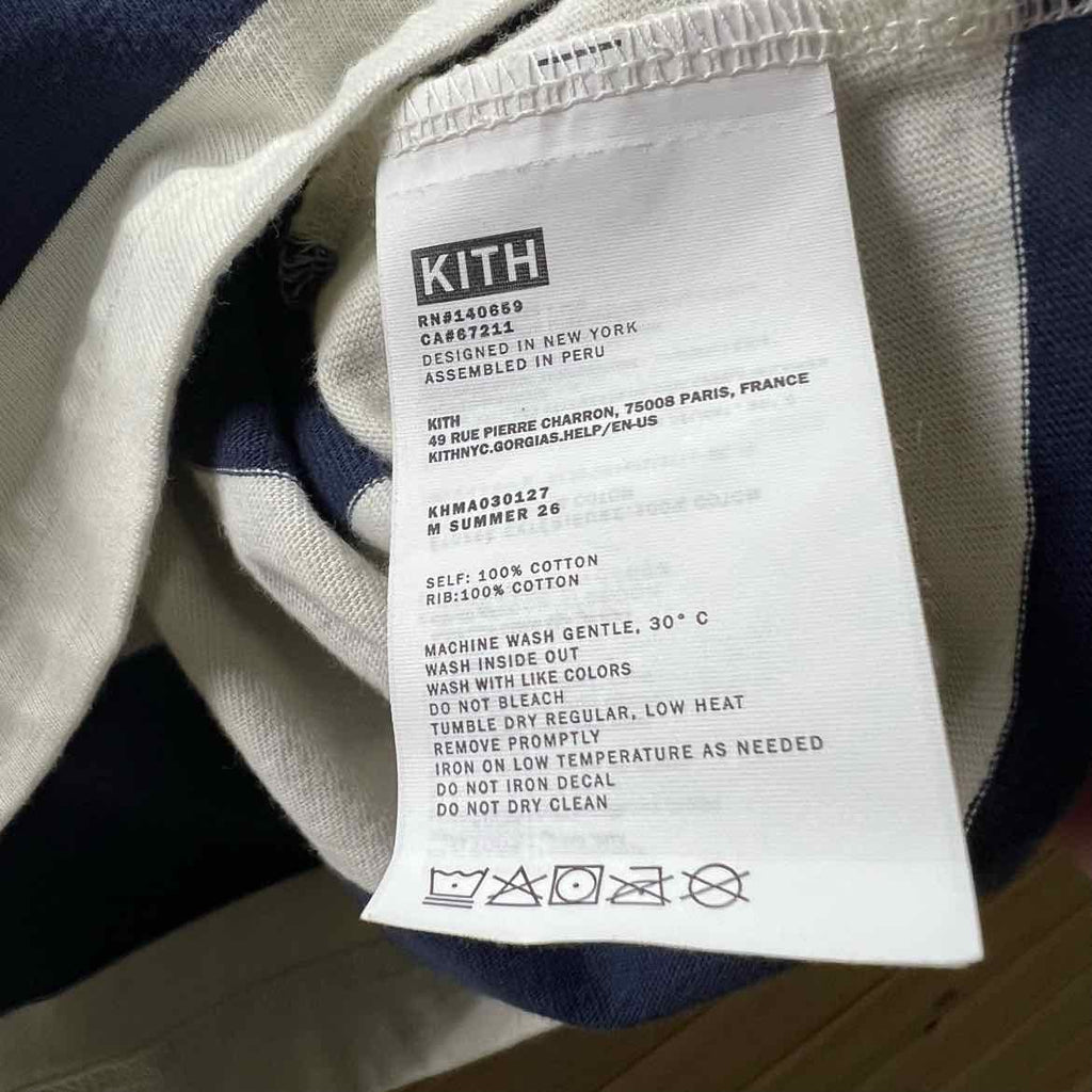 Kith T-Shirt "STRIPE ALEX" Navy Used Size XL