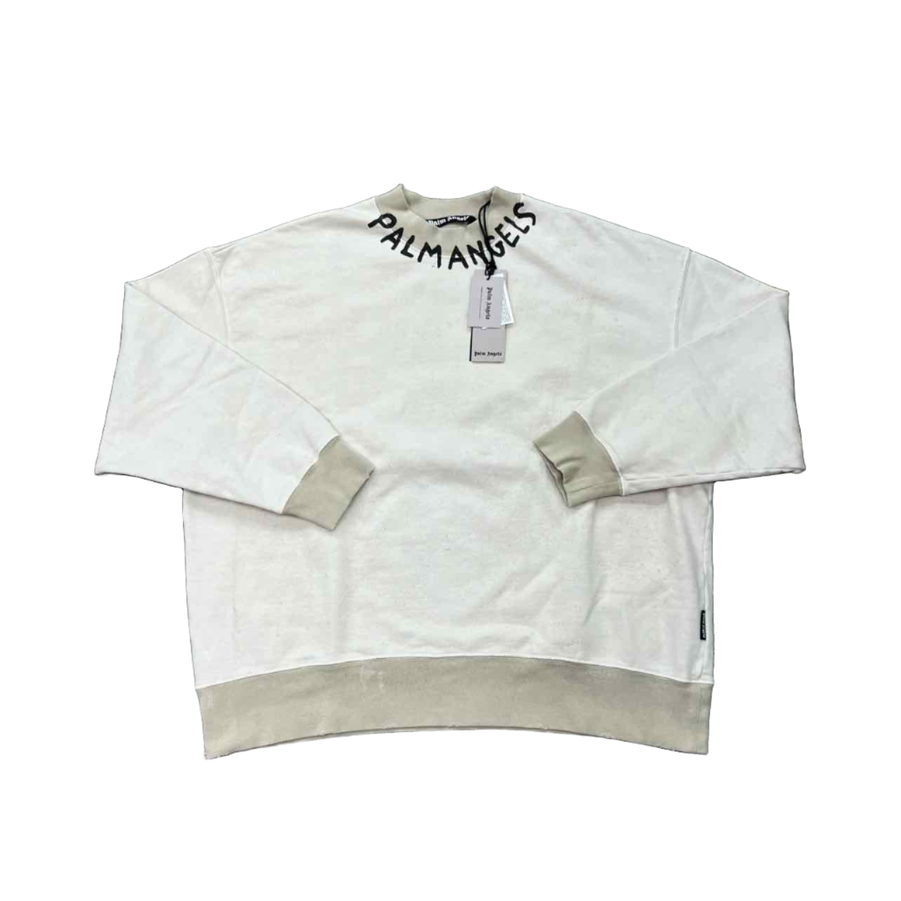 Palm Angels Crewneck Sweater &quot;SEASONAL LOGO&quot; Cream New Size XL