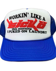Sicko Trucker Hat "PUKED ON LAUNDRY" New Blue / White Size OS