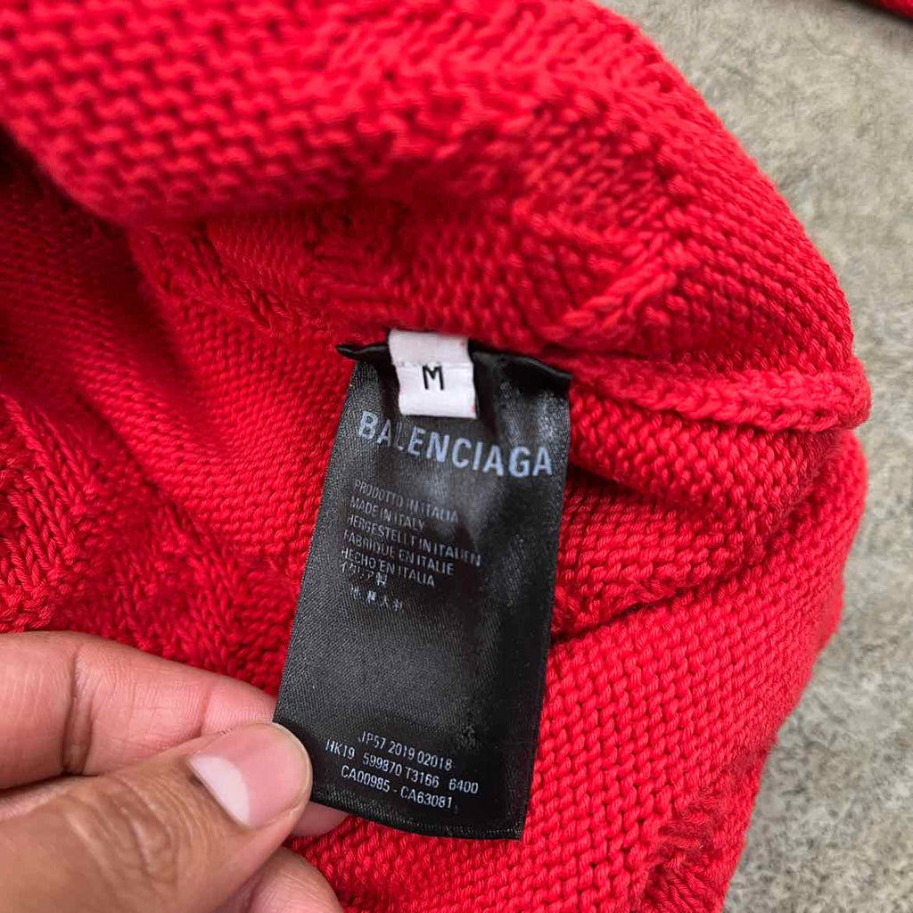 Balenciaga Knit Crewneck "ALL OVER LOGO" Red Used Size M