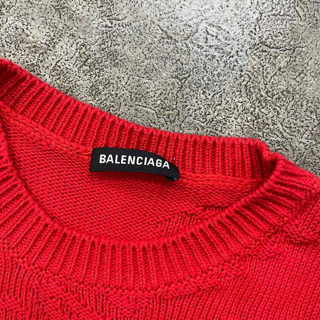 Balenciaga Knit Crewneck "ALL OVER LOGO" Red Used Size M