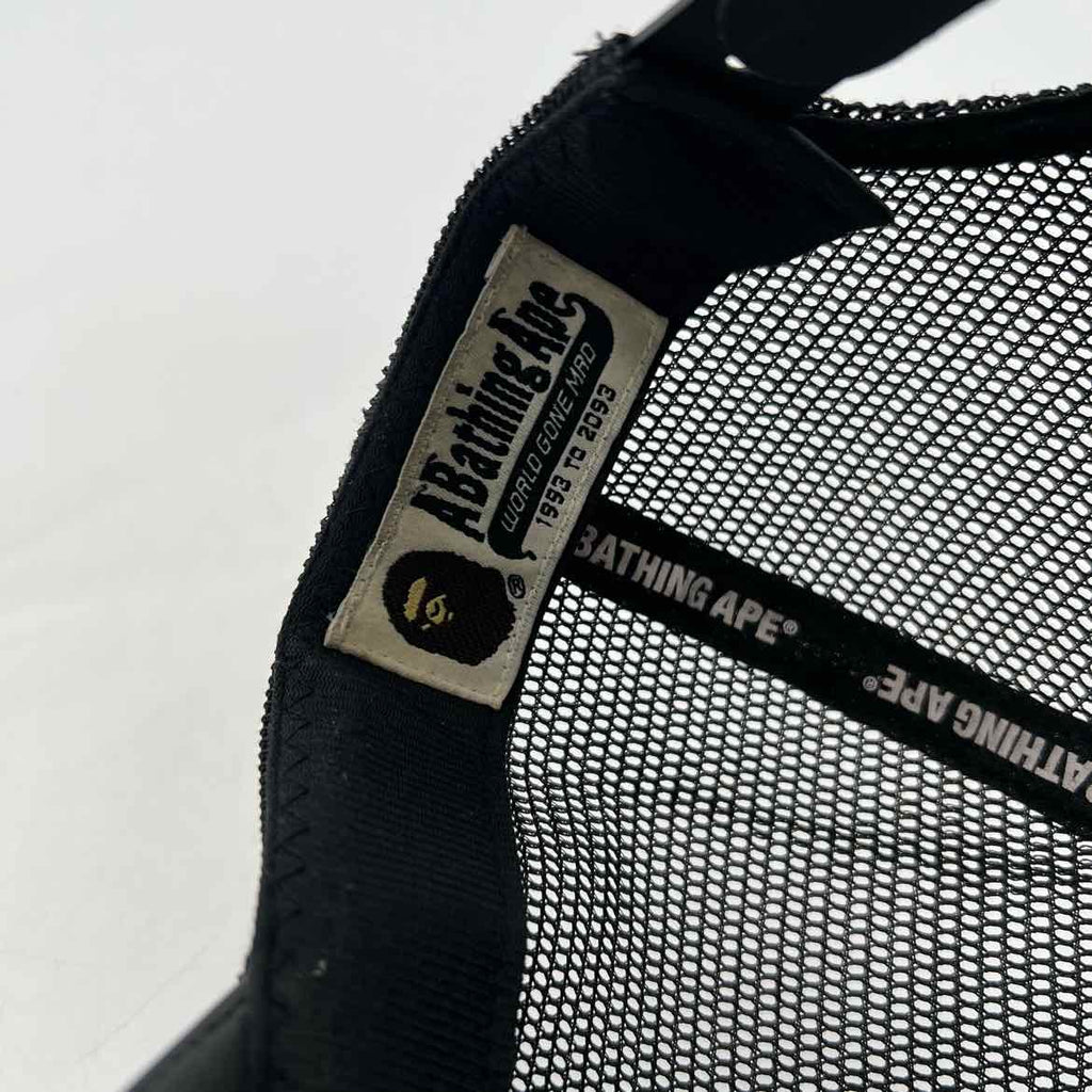Bape Trucker Hat "NOIR HOMME" Used Black Size OS
