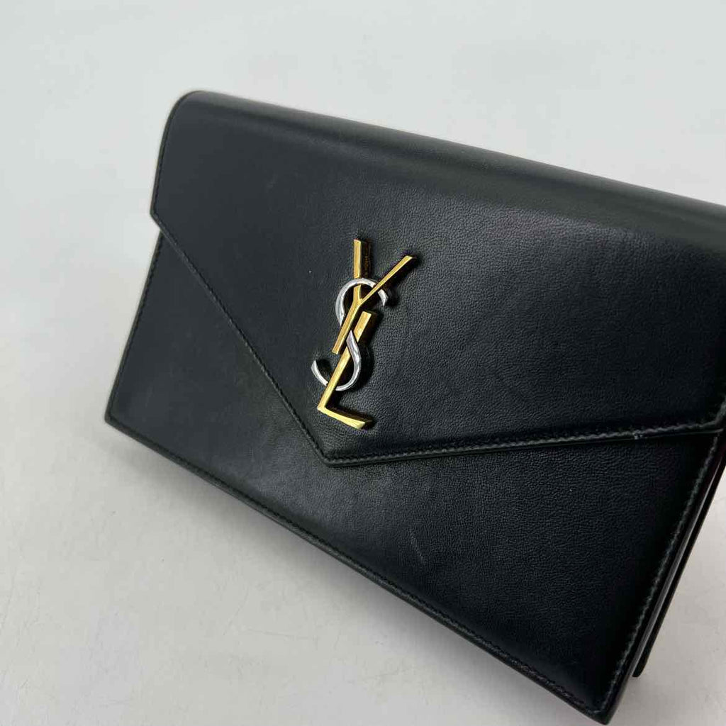 Saint Laurent Wallet "UPTOWN LEATHER CHAIN WALLET" Used Black Size OS