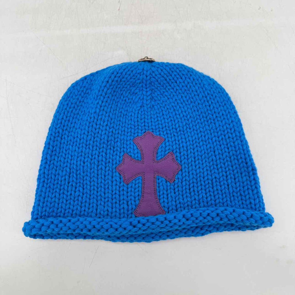 Chrome Hearts Beanie "CASHMERE CROSS" New Blue Size OS