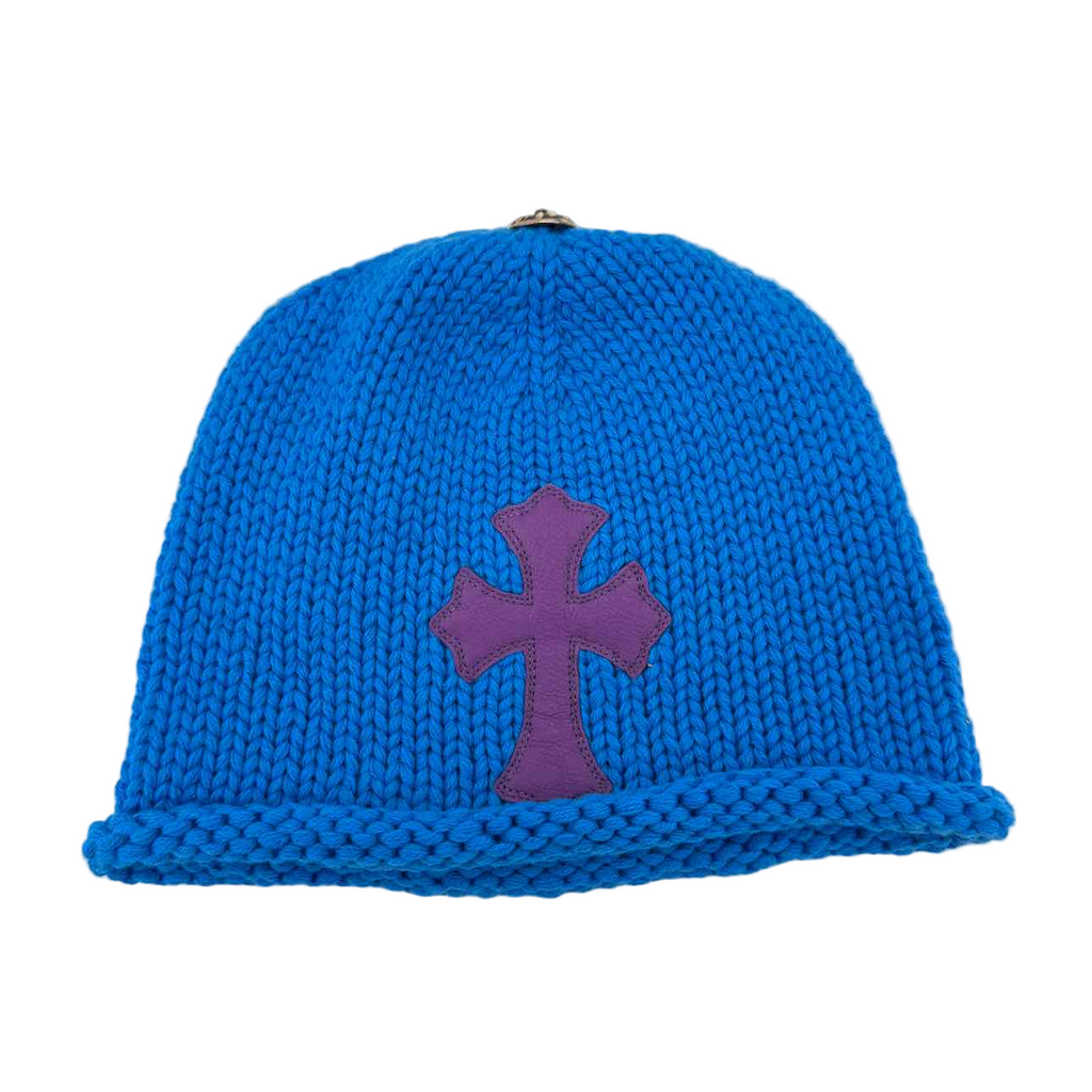 Chrome Hearts Beanie "CASHMERE CROSS" New Blue Size OS