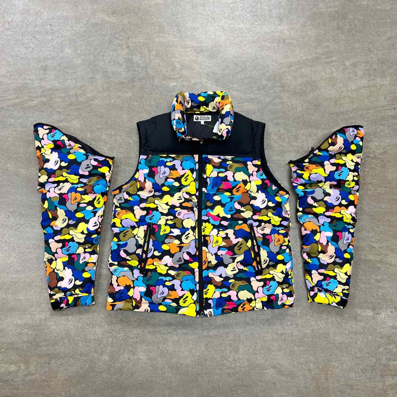 Bape Puffer Jacket "3WAY DETACHABLE" Multi-Color Used Size L
