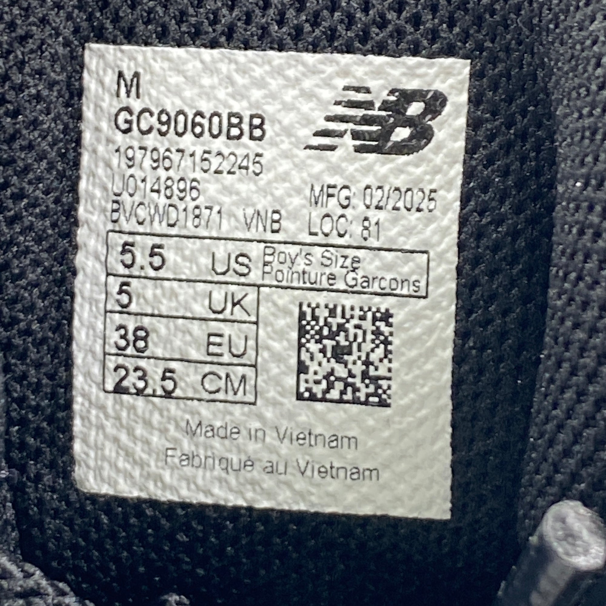 New Balance (GS) 9060 &quot;Triple Black&quot; 2025 New Size 5.5Y