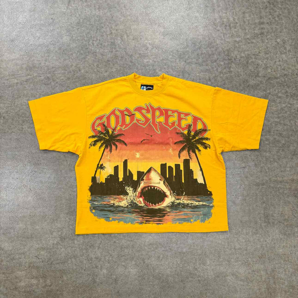 Godspeed T-Shirt "MIAMI SHARK" Yellow New Size L