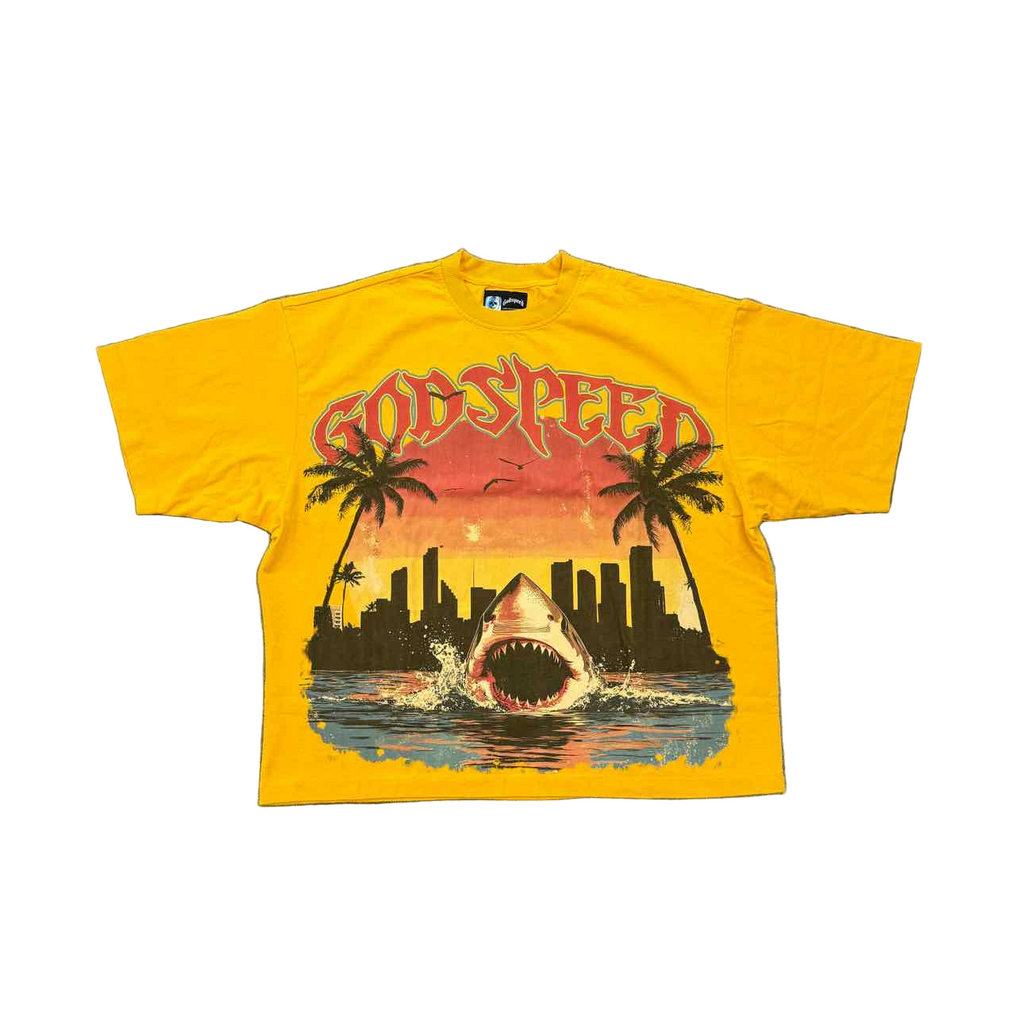 Godspeed T-Shirt "MIAMI SHARK" Yellow New Size L