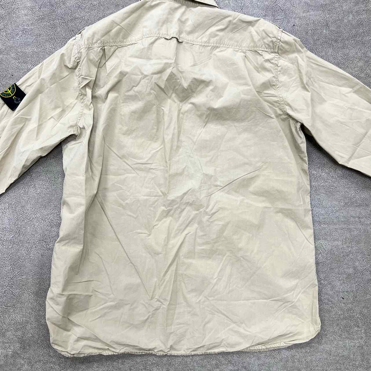 Stone Island Button Up &quot;PATCH&quot; Khaki Used Size 2XL