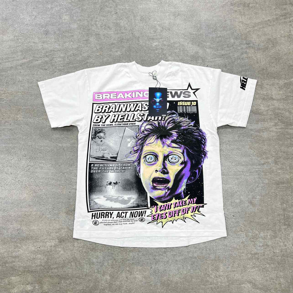 Hellstar T-Shirt "BREAKING NEWS" Cream New Size L