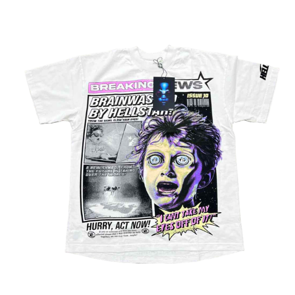 Hellstar T-Shirt "BREAKING NEWS" Cream New Size L