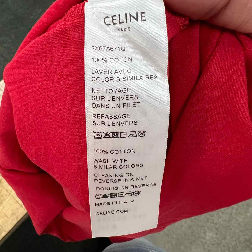 Celine T-Shirt "LUCKY LOVER" Red Used Size XS