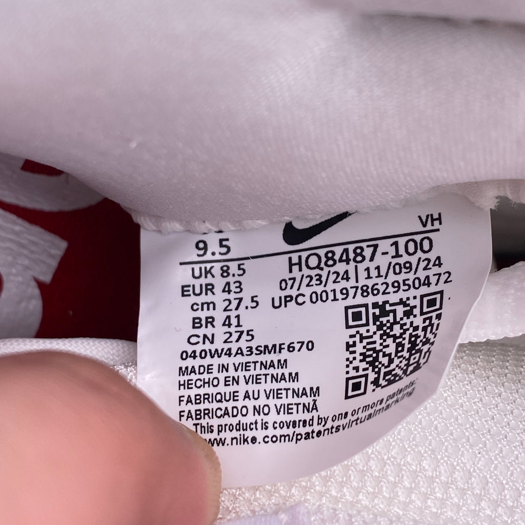 Nike SB Dunk Low "Supreme 94 White" 2025 New Size 9.5