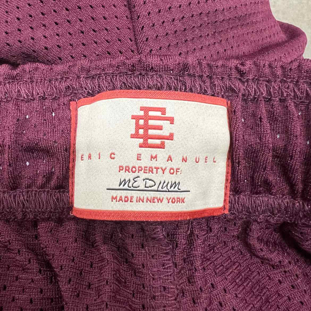 Eric Emanuel Mesh Shorts "BASIC LOGO" Maroon New Size M