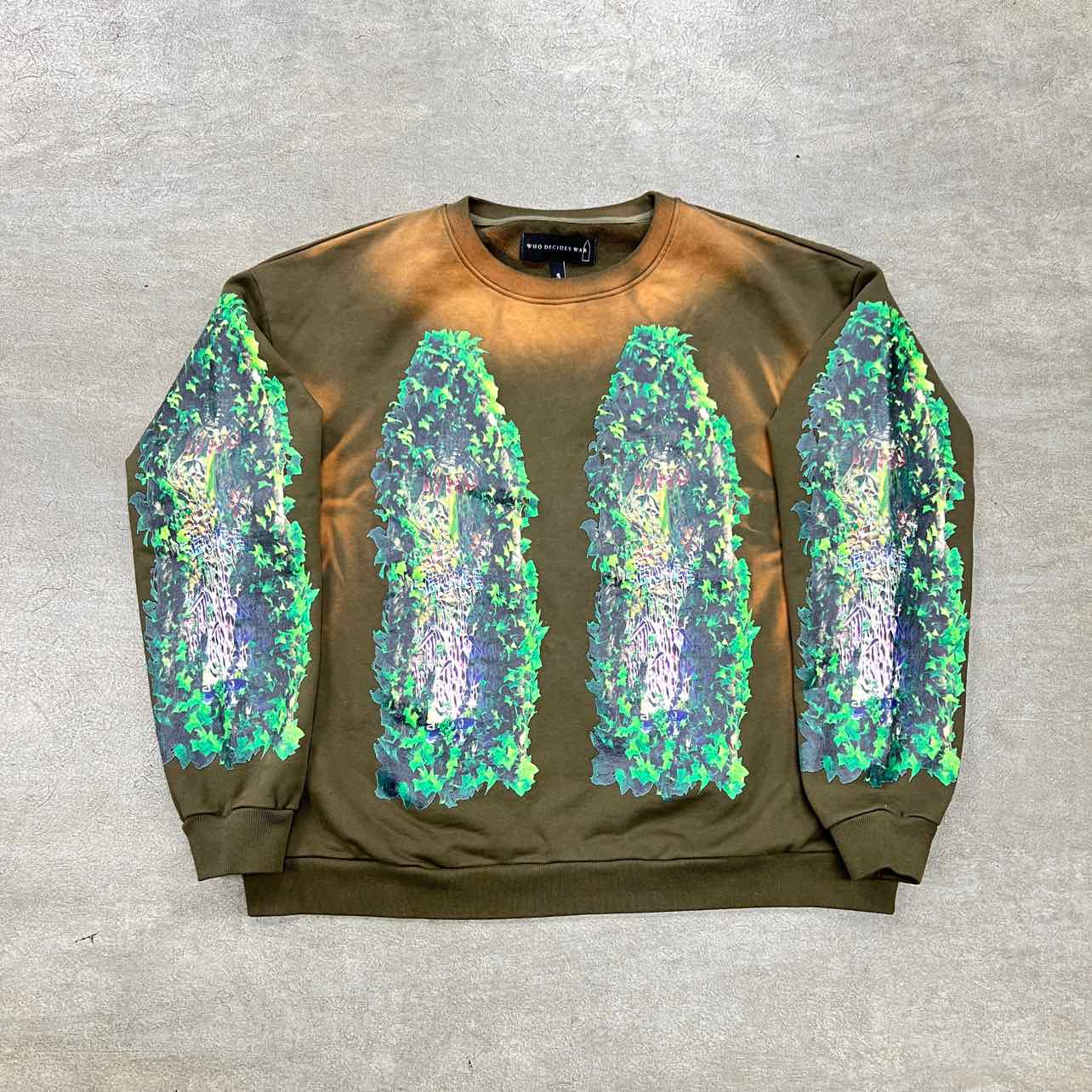 WHO DECIDES WAR Crewneck Sweater "GARDEN GLASS" Olive Used Size S