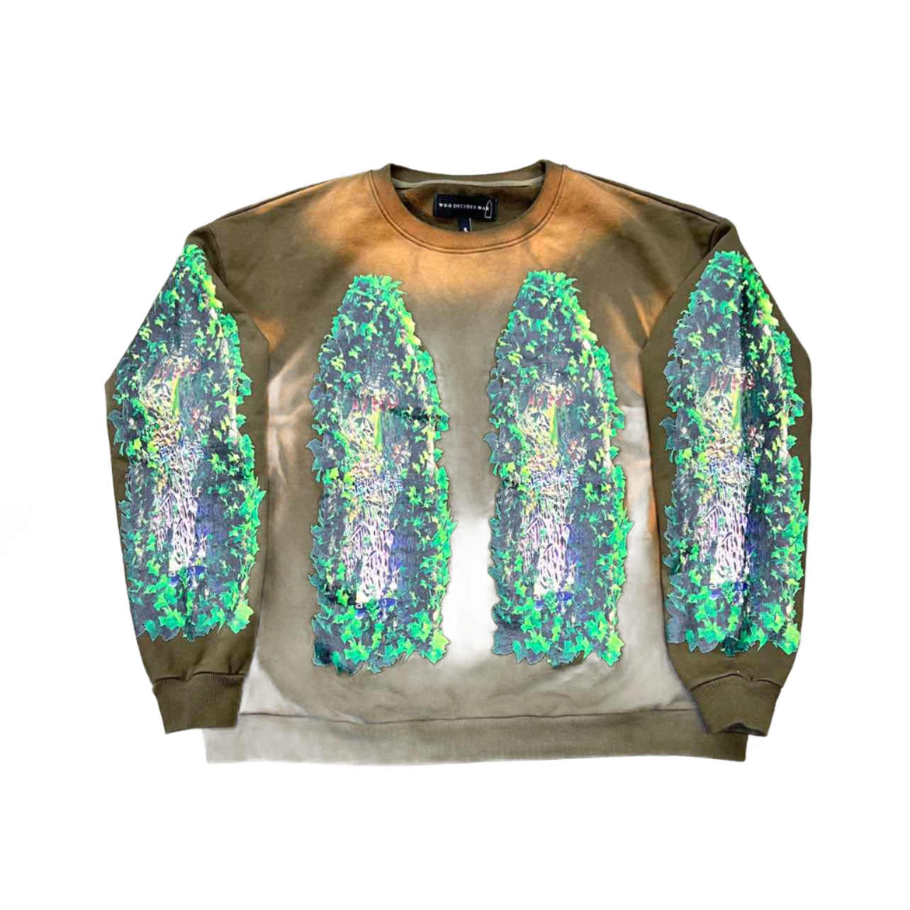 WHO DECIDES WAR Crewneck Sweater &quot;GARDEN GLASS&quot; Olive Used Size S