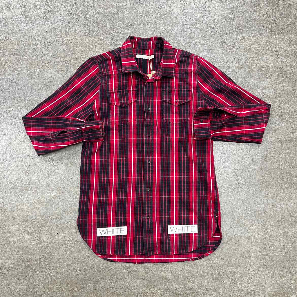 OFF-WHITE Flannel "DIAGONAL" Red Used Size S
