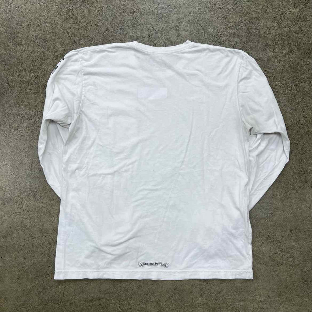 Chrome Hearts Long Sleeve "POCKET LOGO" White Used Size XL
