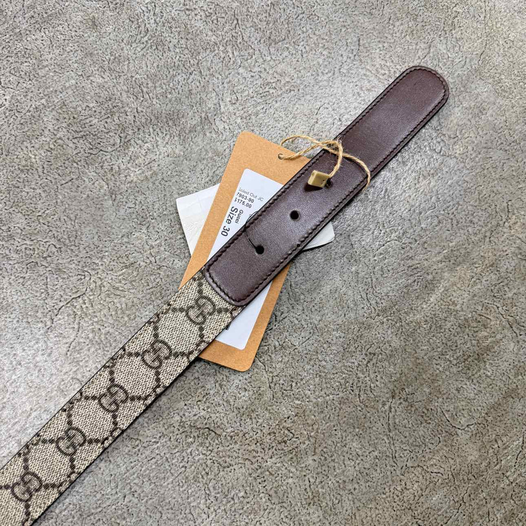 Gucci (W) Belt "OVAL GOLD BUCKLE" New Brown Size 30