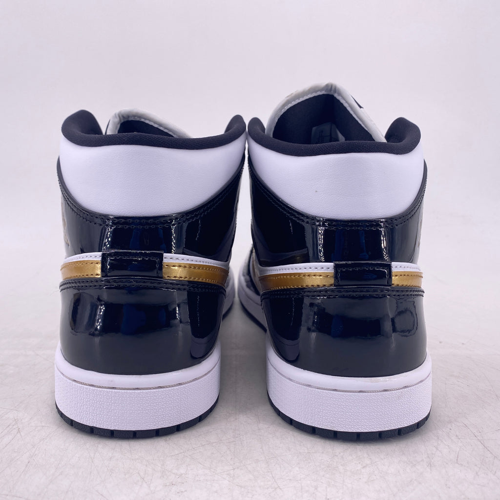 Air Jordan 1 Mid "Patent Black White Gold" 2019 Used Size 11