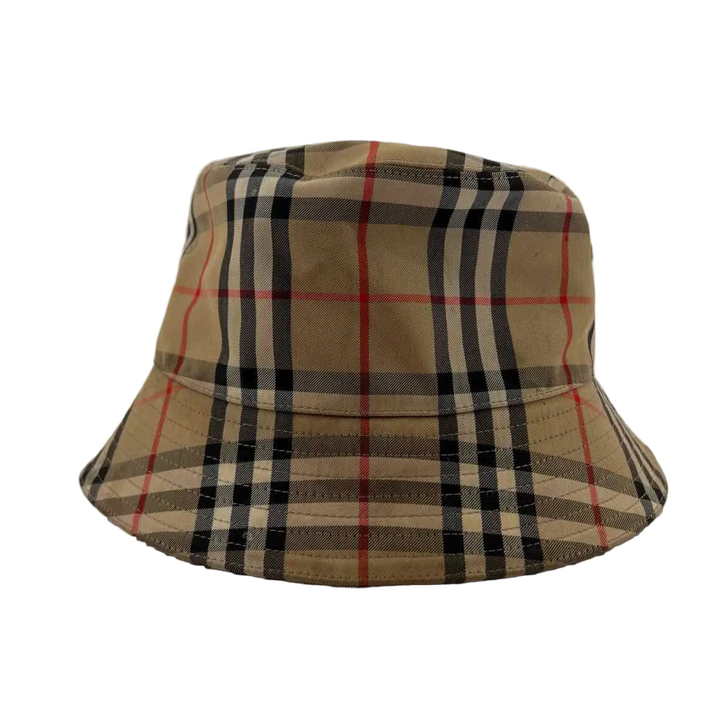Burberry Bucket Hat "CHECK PRINT" Used Beige Size L