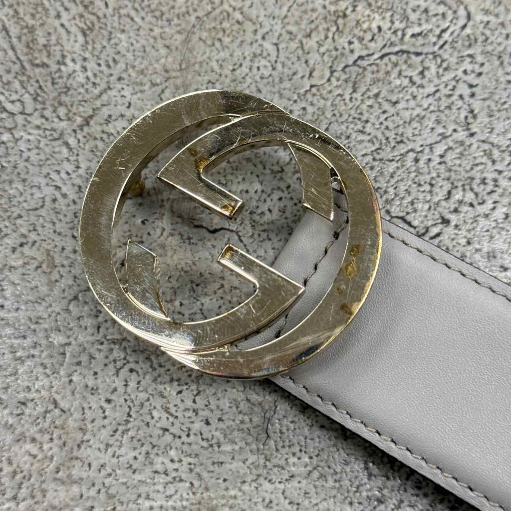 Gucci (W) Belt "SILVER BUCKLE" New Grey Size 34