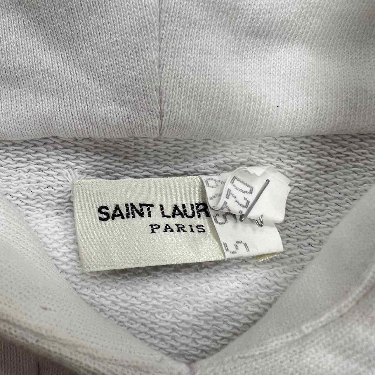 Saint Laurent Hoodie &quot;CENTER LOGO&quot; White Used Size XL