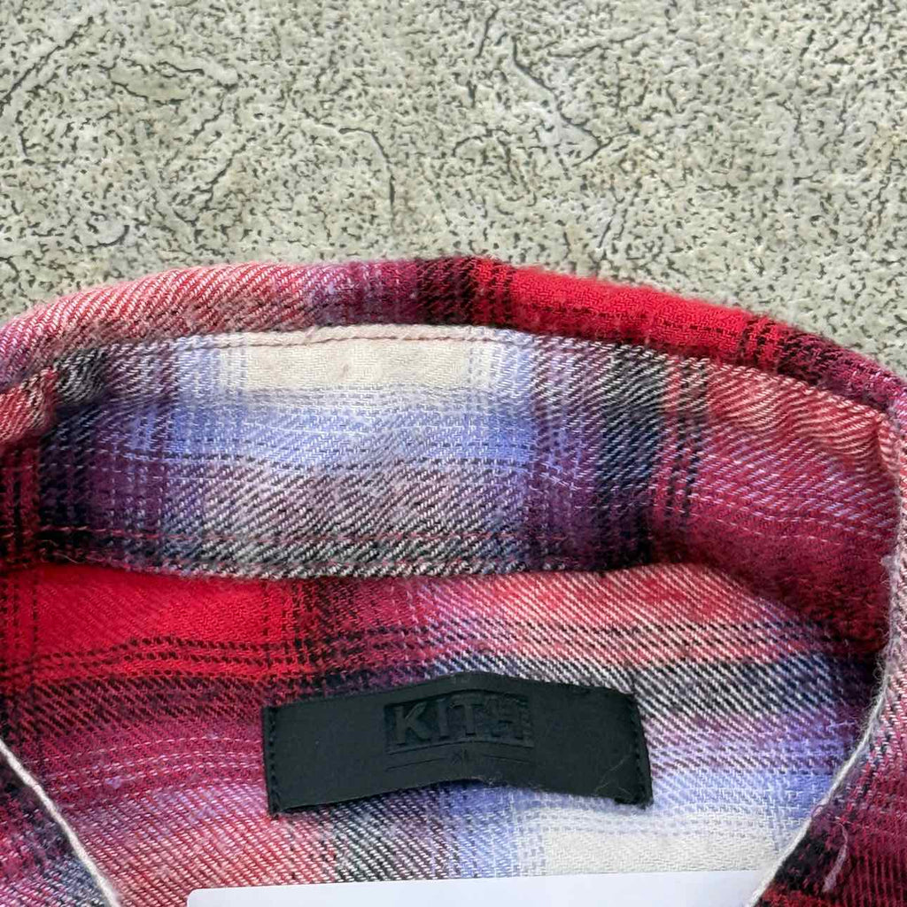 Kith Button Up "PLAID PRINT" Light Blue Used Size XL