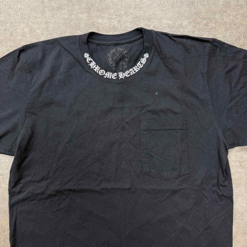 Chrome Hearts T-Shirt "NECK LOGO" Black Used Size L
