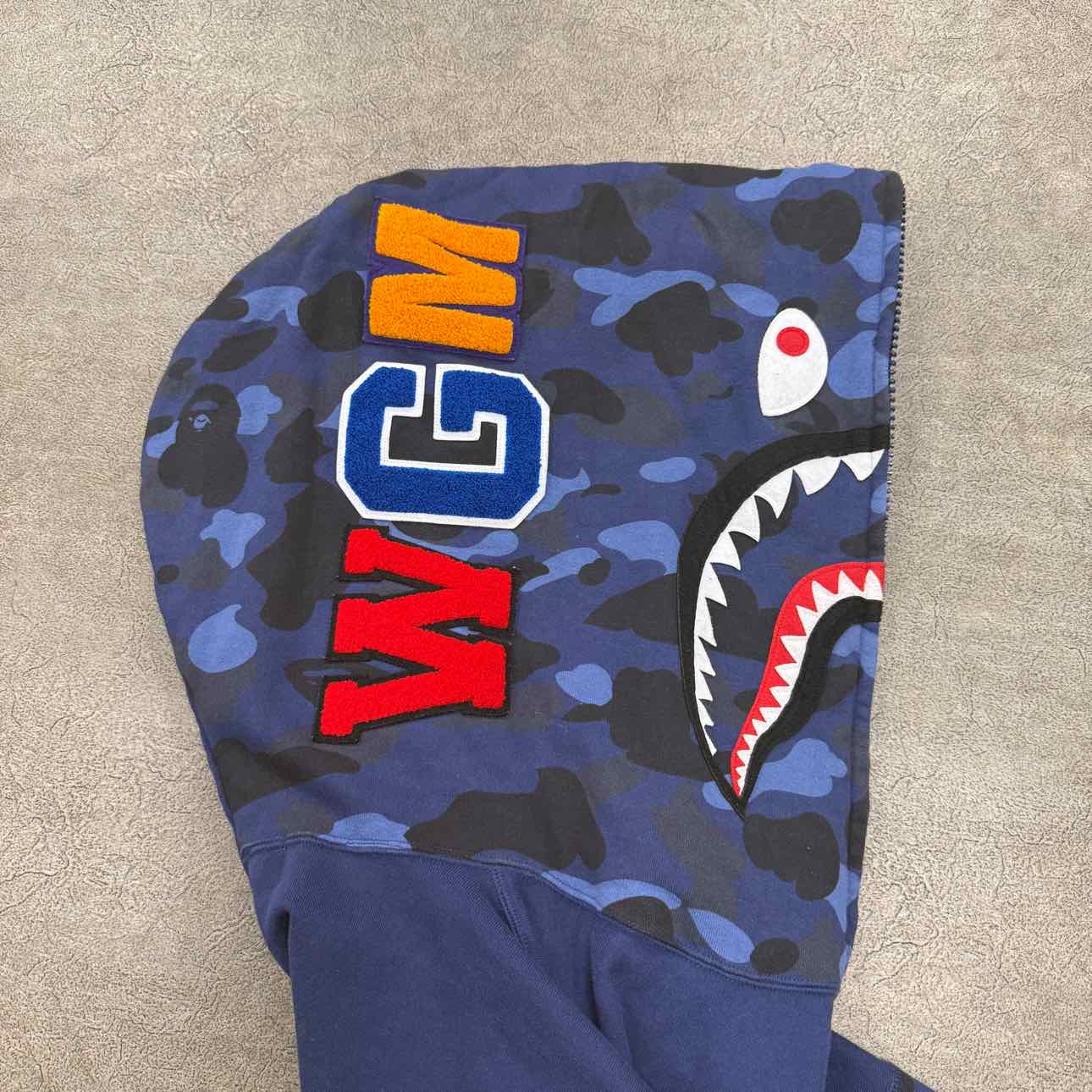 Bape Zip Up &quot;GIANT SHARK&quot; Blue Used Size XL