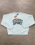 Stussy Crewneck Sweater "BIG CRACKLE" Light Blue New Size XXL