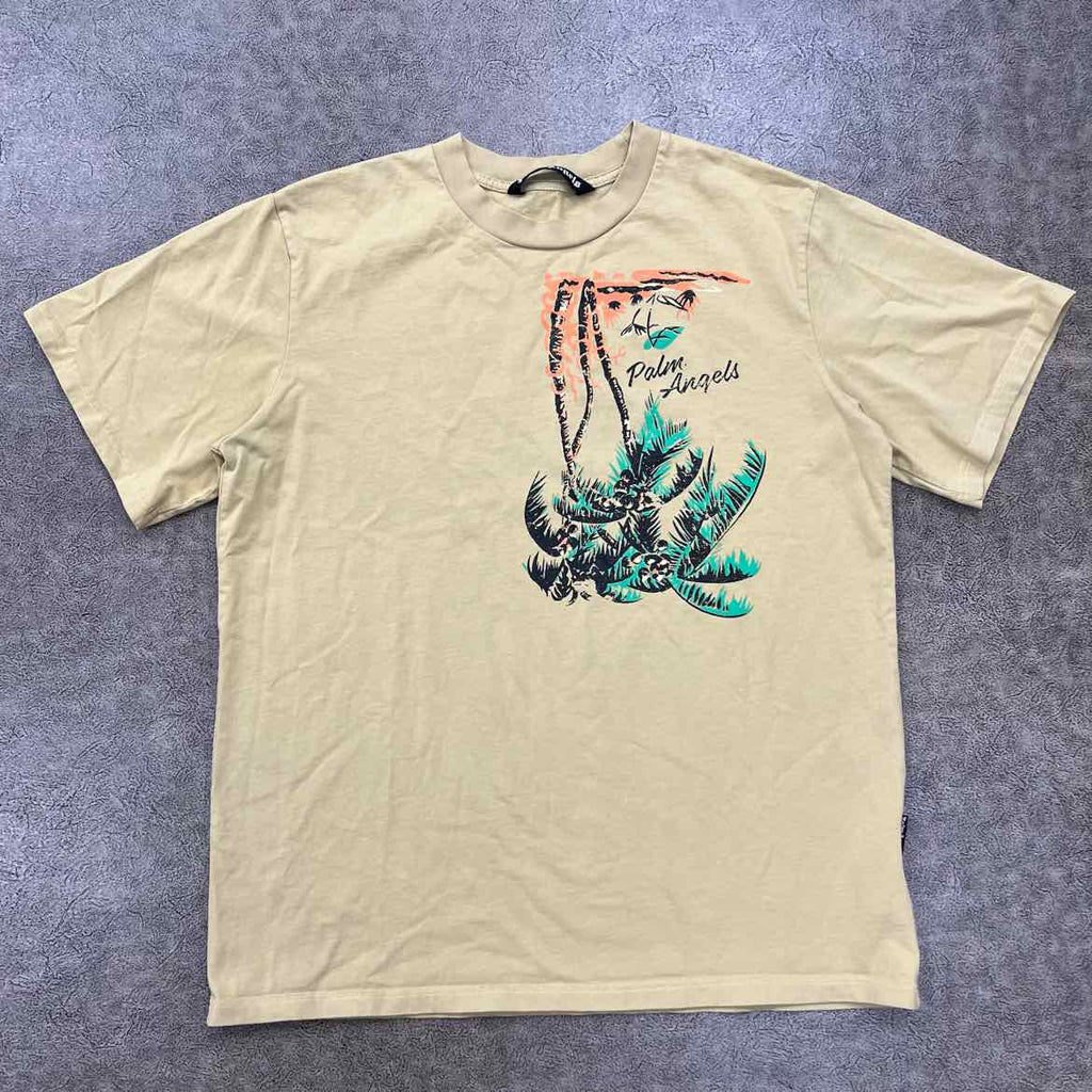 Palm Angels T-Shirt "TROPICAL" Beige Used Size XL