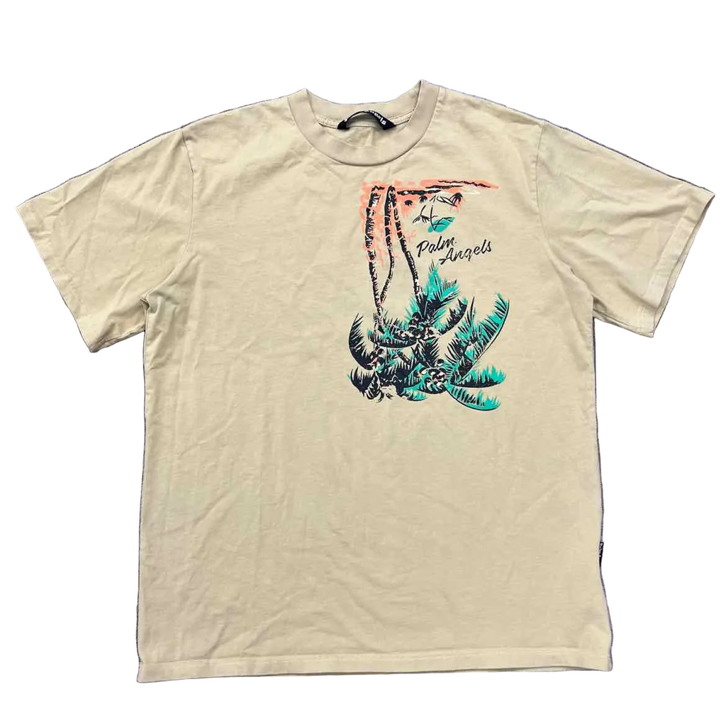 Palm Angels T-Shirt "TROPICAL" Beige Used Size XL